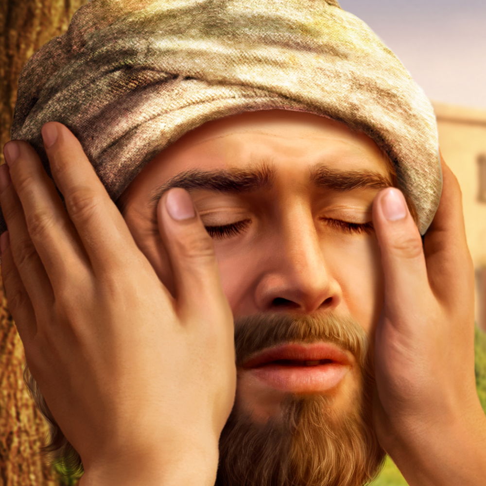 Genezing van een blindgeborene